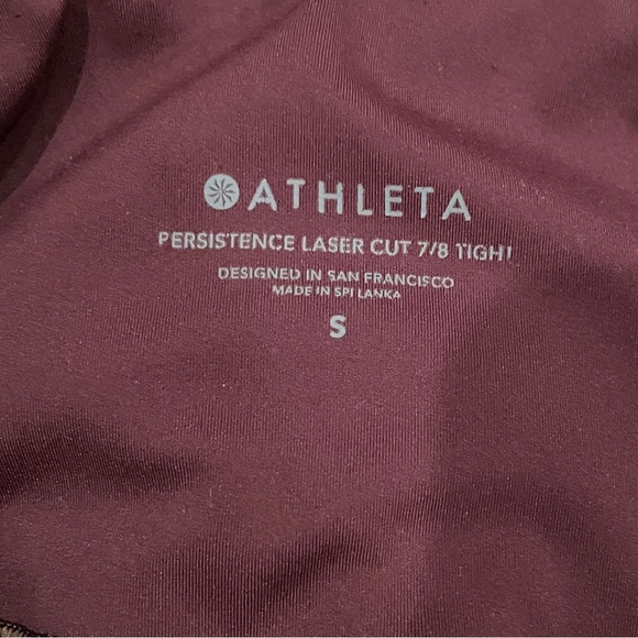 Athleta Persistence Laser Cut 7/8 Tight in Antique Burgundy Gym Athleisure Sm - Picture 4 of 11